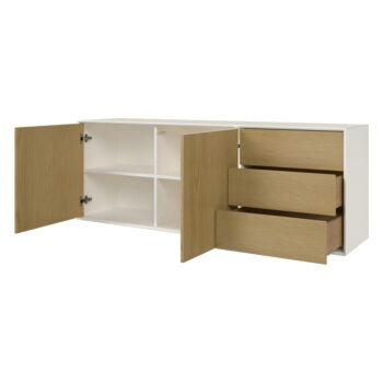 Nízka závesná komoda v dekore duba v bielej a prírodnej farbe 168x61 cm Wall – Tenzo - Image 6