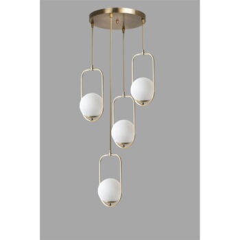 Závesné svietidlo v bielo-zlatej farbe so skleneným tienidlom ø 30 cm Ahu – Opviq lights - Image 3