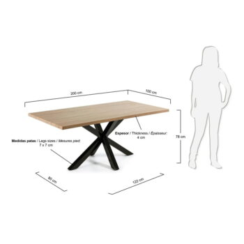 Jedálenský stôl v dekore dubového dreva Kave Home, 200 x 100 cm - Image 4