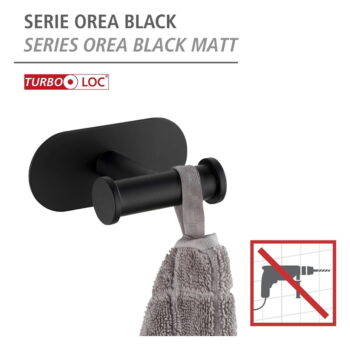 Čierny samodržiaci držiak na uteráky Wenko Orea - Image 5