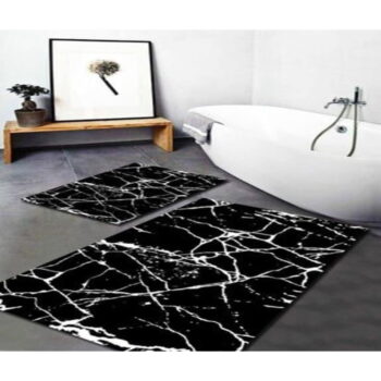 Biele/čierne kúpeľňové predložky v súprave 2 ks 60x100 cm Cracks – Mila Home – Obrázok 2