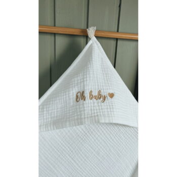 Biela mušelínová detská osuška s kapucňou 85x85 cm Muslin – Malomi Kids - Image 10