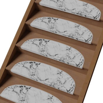 Biele nášľapy na schody v súprave 16 ks 20x65 cm Marble Dream – Vitaus - Image 2