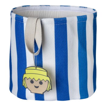 Modrý látkový detský kôš na hračky ø 30x28 cm Stripes – Playmobil - Image 3