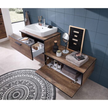 Hnedá závesná skrinka v dekore duba bez umývadla 71x51 cm Set 374 - Pelipal – Obrázok 7