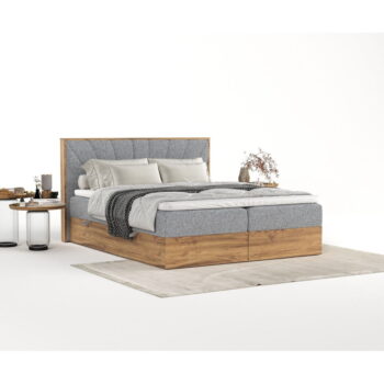 Boxspring posteľ s úložným priestorom v sivo-prírodnej farbe 200x200 cm Asahi – Maison de Rêve - Image 5