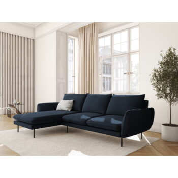 Tmavomodrá zamatová rohová pohovka (ľavý roh) Vienna – Cosmopolitan Design - Image 4