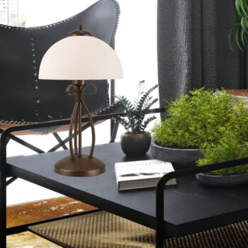 Tmavohnedá stolová lampa so skleneným tienidlom (výška  43 cm) Adelle – LAMKUR - Image 4