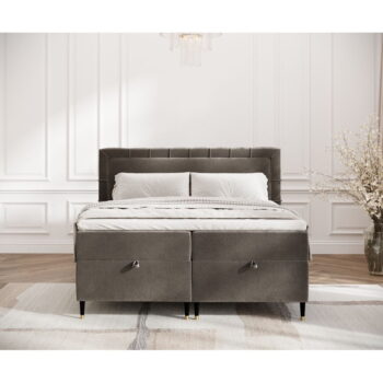 Tmavosivá boxspring posteľ s úložným priestorom 200x200 cm Voyage – Maison de Rêve – Obrázok 10
