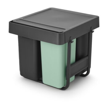 Dotykový plastový odpadkový kôš na triedený odpad v mentolovo-tmavosivej farbe 40 l Sort&Go – Brabantia – Obrázok 3