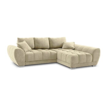 Béžová rozkladacia rohová pohovka so zamatovým poťahom Windsor & Co Sofas Nuage, pravý roh - Image 2