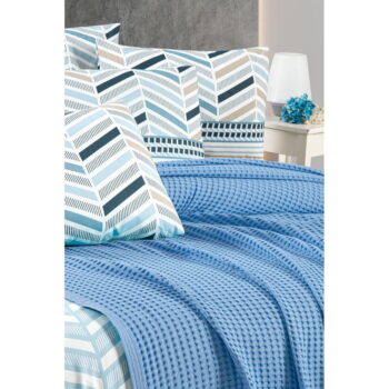 Modrý bavlnený pléd 220x240 cm Waffle – Mila Home - Image 2
