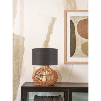 Stolová lampa s textilným tienidlom v tmavo šedo-prírodnej farbe (výška 48 cm) Kalahari – Good&Mojo – Obrázok 3