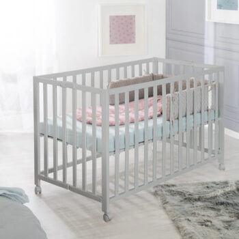 Sivá skladacia postieľka na kolieskach 60x120 cm Fold up – Roba - Image 5