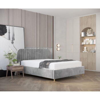 Sivá čalúnená dvojlôžková posteľ s úložným priestorom s roštom 140x200 cm Noto – Maison de Rêve - Image 9