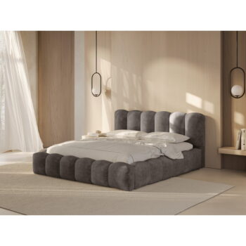 Svetlohnedá čalúnená dvojlôžková posteľ s úložným priestorom a roštom 200x200 cm Lupine – Micadoni Home – Obrázok 2