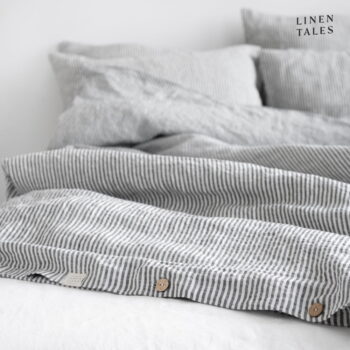 Čierno-biele ľanové predĺžené obliečky na dvojlôžko 200x220 cm - Linen Tales – Obrázok 7