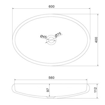 Biele oválne umývadlo Sapho Thin, 60 x 40 cm – Obrázok 2