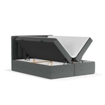 Tmavosivá boxspring posteľ s úložným priestorom 140x200 cm Novento – Maison de Rêve - Image 10