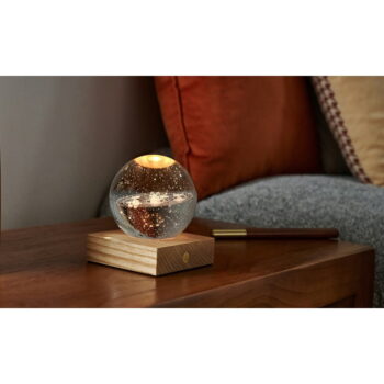 Tmavohnedá stmievateľná stolová lampa so skleneným tienidlom (výška 12 cm) Amber – Gingko - Image 3
