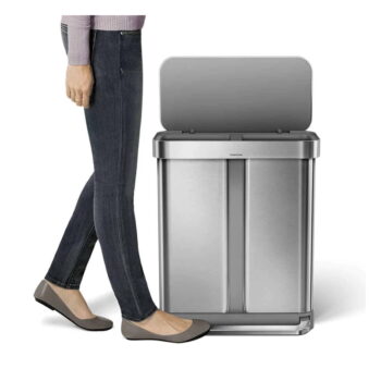 Pedálový odpadkový kôš na triedený odpad z nerezovej ocele 58 l Dual - simplehuman - Image 3