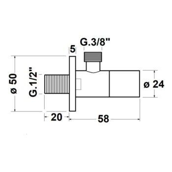 Rohový ventil s rozetou – Sapho – Obrázok 3