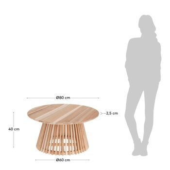 Konferenčý stolík z teakového dreva Kave Home Irune, ⌀ 80 cm - Image 6