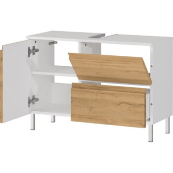 Biela skrinka pod umývadlo v dekore duba 80x56 cm Torrance - Germania – Obrázok 4