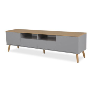 Sivý TV stolík s detailmi v dekore dubového dreva Tenzo Dot, šírka 192 cm - Image 3