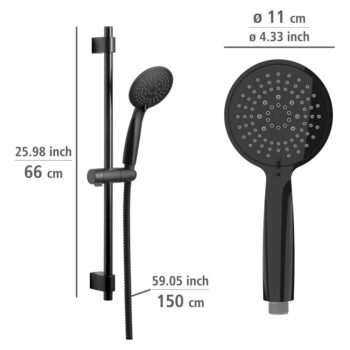 Čierny sprchový set z nerezovej ocele 66 cm Young - Wenko - Image 3