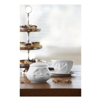 Biela usmievavá cukornička z porcelánu 58products - Image 2