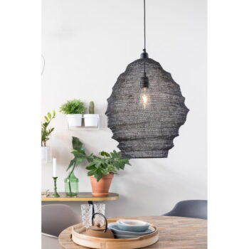 Čierne závesné svietidlo White Label Lena, ø 48 cm - Image 6