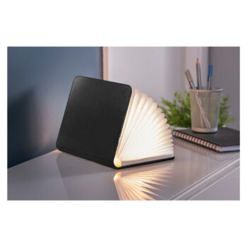 Čierna LED stolová lampa s textilným tienidlom (výška  2,5 cm) Booklight – Gingko - Image 4