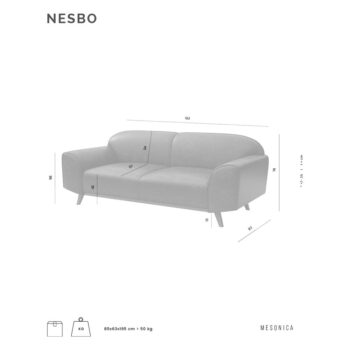 Koňakovohnedá kožená pohovka 193 cm Nesbo – MESONICA - Image 7