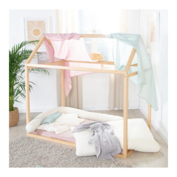 Domčeková detská posteľ v prírodnej farbe 70x140 cm Montessori – Roba - Image 5