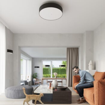 Čierne závesné svietidlo s textilným tienidlom ø 50 cm Herra – Nice Lamps - Image 5