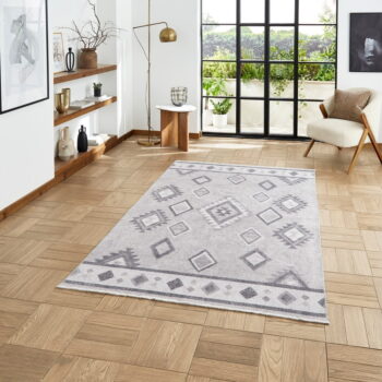 Sivý prateľný koberec s prímesou bavlny 122x170 cm Whisper – Think Rugs - Image 3