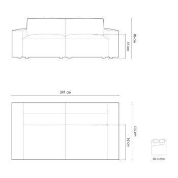 Béžová rozkladacia pohovka 247 cm Jodie – Micadoni Home – Obrázok 9