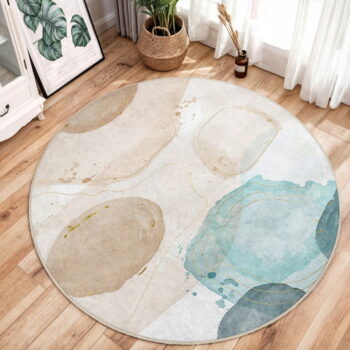 Modro-béžový prateľný okrúhly koberec ø 120 cm Puddle – Mila Home - Image 7