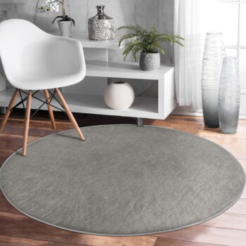Sivý prateľný okrúhly koberec vhodný pre robotické vysávače ø 100 cm Comfort – Mila Home - Image 5
