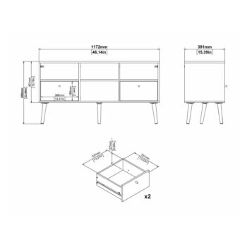 Antracitový TV stolík 117x61 cm Bodo – Tvilum – Obrázok 4