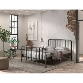 Čierna kovová dvojlôžková posteľ s roštom 160x200 cm BRONXX – Vipack - Image 3