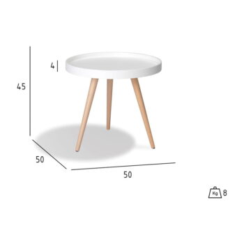 Biely odkladací stolík s nohami z bukového dreva Furnhouse Opus, Ø 50 cm - Image 5