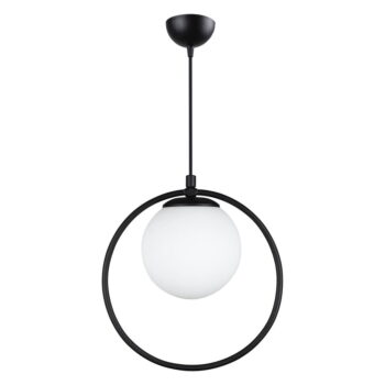 Čierne kovové závesné svietidlo so skleneným tienidlom ø 15 cm Ates – Squid Lighting - Image 3
