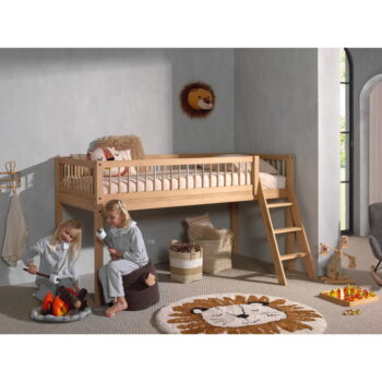Vyvýšená detská posteľ z dubového dreva v prírodnej farbe 90x200 cm Forrest – Vipack - Image 3