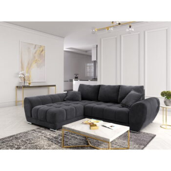 Tmavosivá rozkladacia rohová pohovka so zamatovým poťahom Windsor & Co Sofas Nuage, ľavý roh - Image 3