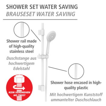 Biela sprchová súprava z nehrdzavejúcej ocele 70 cm Watersaving – Wenko – Obrázok 11