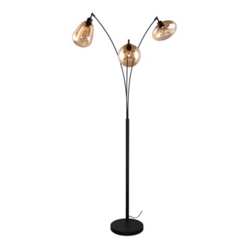 Čierno-oranžová stojacia lampa so skleneným tienidlom (výška 200 cm) Lumina – Trio - Image 3