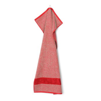 Červený froté uterák z Bio bavlny 50x100 cm Check – JUNA - Image 4
