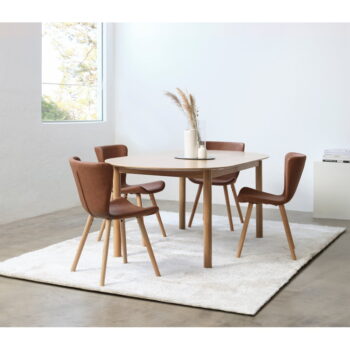 Rozkladací jedálenský stôl s doskou v dubovom dekore v prírodnej farbe 100x190 cm Gallina – Unique Furniture - Image 3